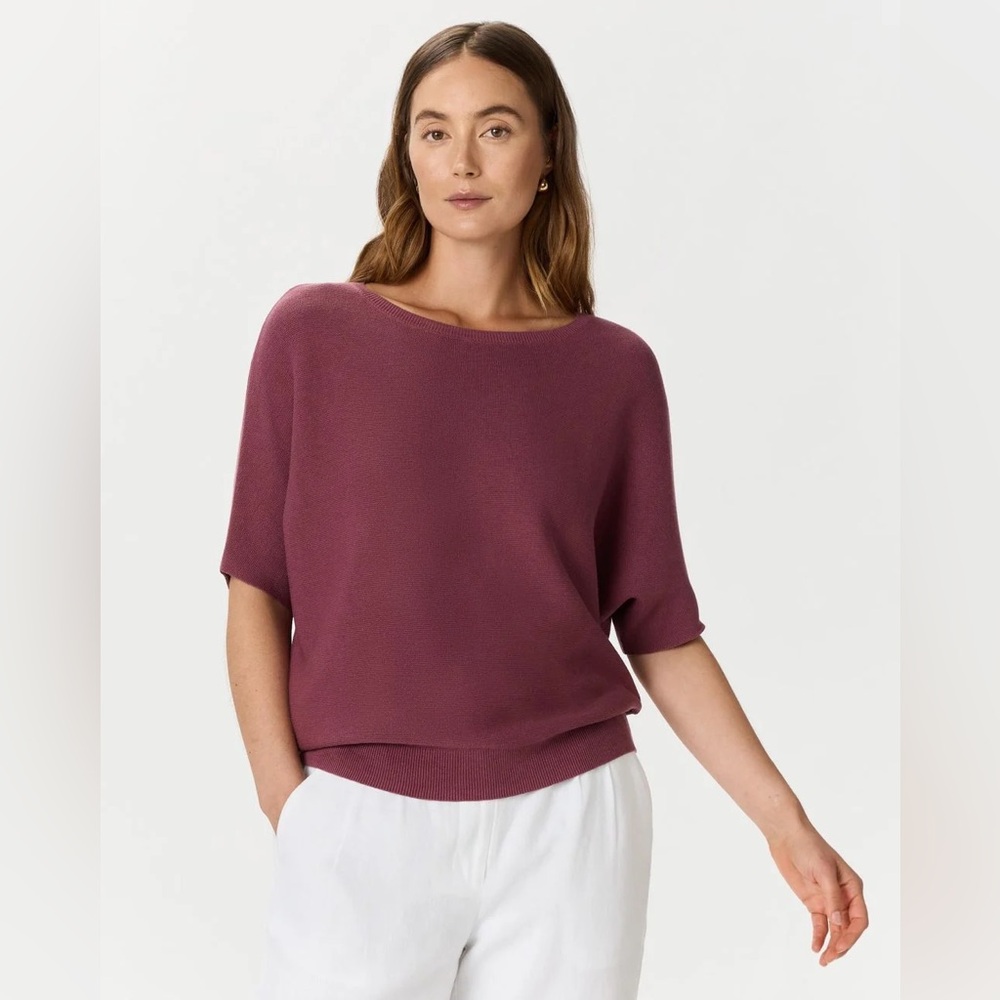 Quince Women's Lightweight Cotton Cashmere Link-Stitch Dolman Sweater